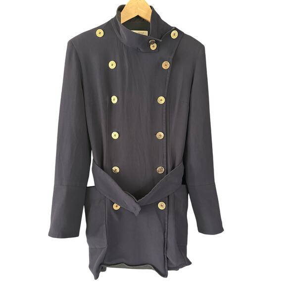 Balmain Navy Gold double-breasted military coat trench Jacket 28 / 42 Small - Picture 1 of 14